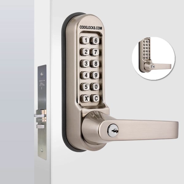 Codelocks CL555 Heavy Duty Mortise Lock Back to Back with Key Override and Code Free, Stainless Steel Fashion - Image 3