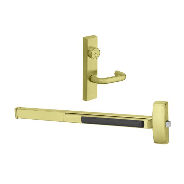 Sargent - 8815F - Rim Exit Devices with Trim - Wide Stile Pushpad - Passage Function - Schlage-C Keyway Cylinder - Escutcheon Trim - 36  - Grade 1 - US03 (Bright Polished Brass) Discount