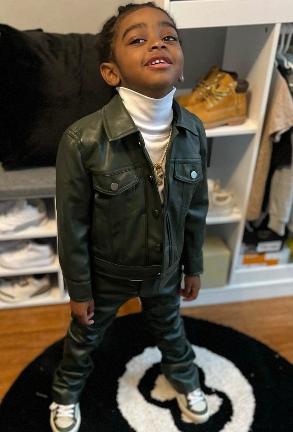 Kids Stacked Thriller Pants (Olive) Supply - Image 4