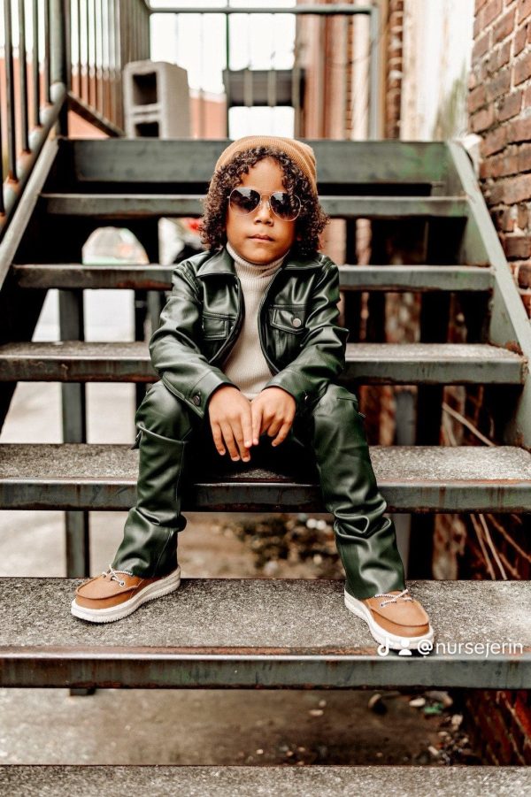 Kids Stacked Thriller Pants (Olive) Supply - Image 2