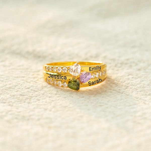 1-5 Birthstone Engravable Heart Ring Online Sale - Image 5