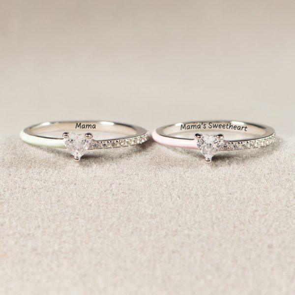 Mama & Mama s Sweetheart Matching Half Enamel Heart-Cut Rings Discount - Image 2