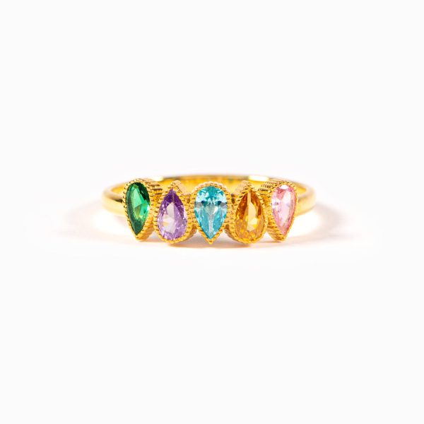 Tears Of Joy 1-6 Tear Shape Birthstones Ring Fashion