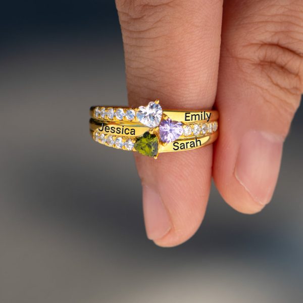 1-5 Birthstone Engravable Heart Ring Online Sale - Image 3