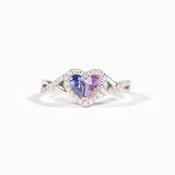 Mother&Daughter Dual Teardrop Birthstone Heart Ring Discount