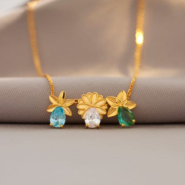 Mama s Blooming Treasures 1-8 Birth Flower With Birth Stone Necklace Online Sale - Image 2