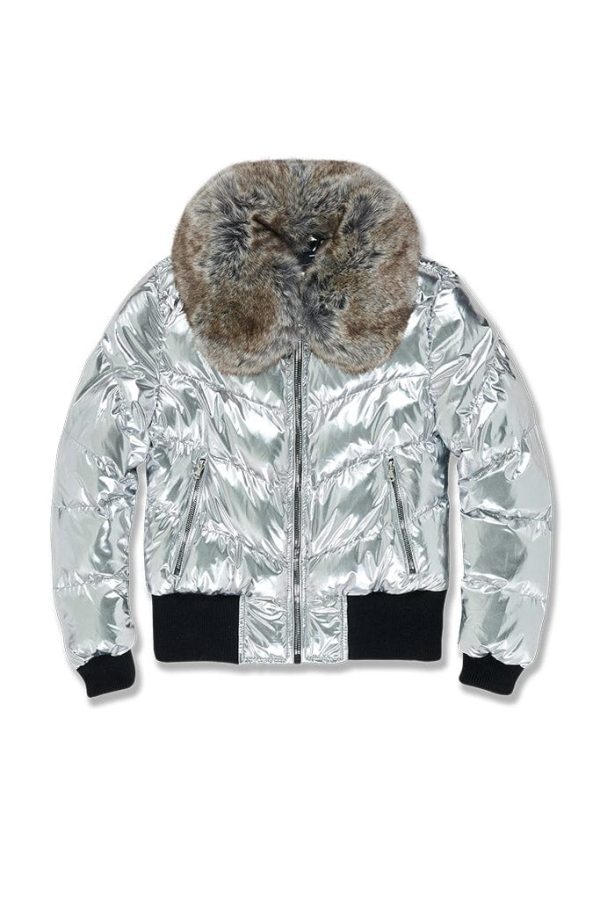 Women s Flatbush Bomber Jacket (Silver) Sale - Image 2